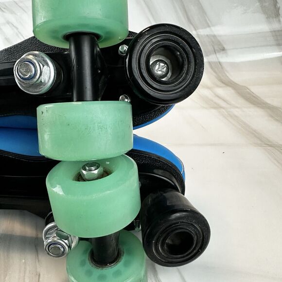 XUDREZ Dual Roller Skates Unisex Size 39 W 8.5 M 7 Blue with Green Wheels Tie Up - Picture 13 of 15